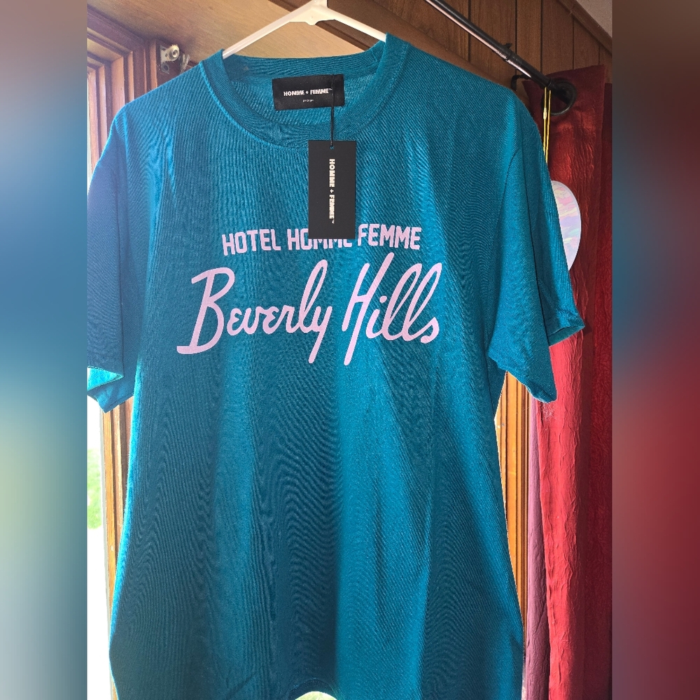 HOMME FEMME Teal Beverly Hills Graphic T-Shirt
